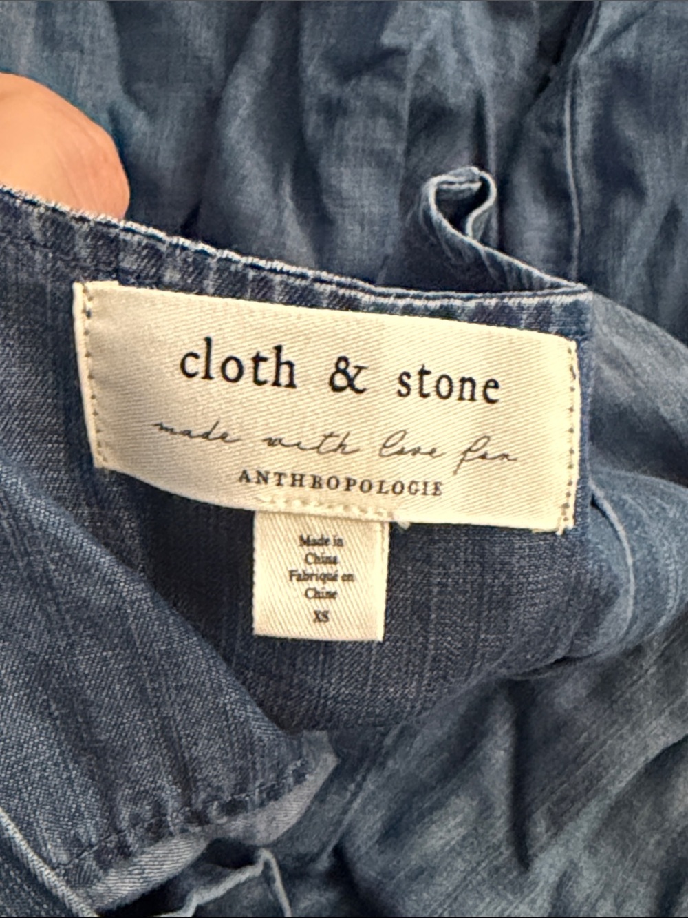 Anthro Cloth & Stone Sz XS Blue Chambray - Picture 3 of 4